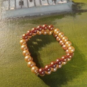 Chic Gold and Brown Pearl Bracelet